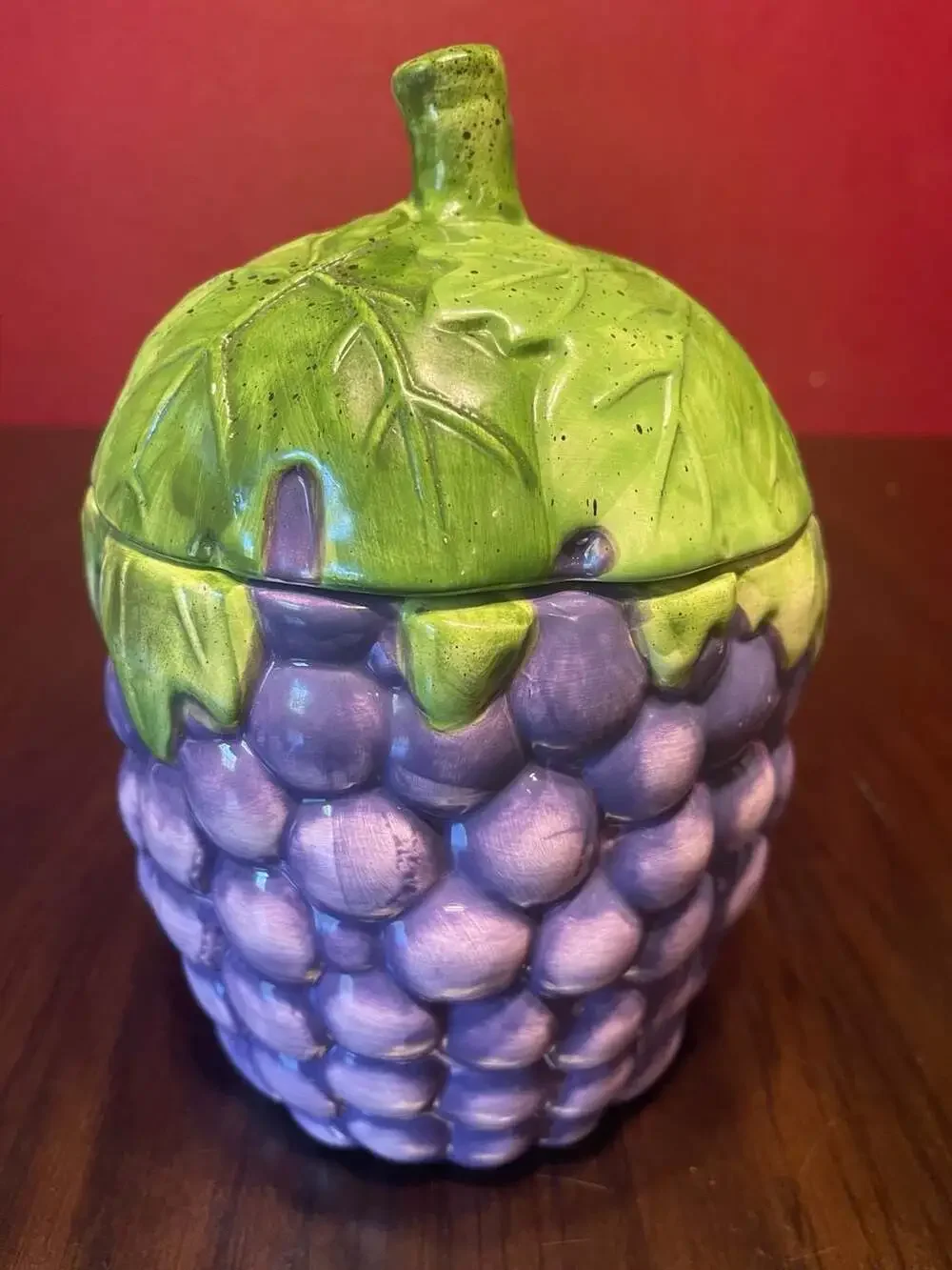 Ceramic Grape Cluster Cookie Jar